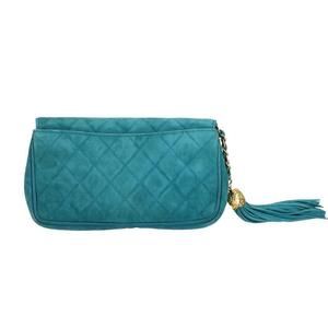 Chanel Fringe Suede Matelasse Black Pouch